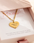 Naszyjnik serduszko z grawerem Kocham Cię mamo + pudełko z dedykacją