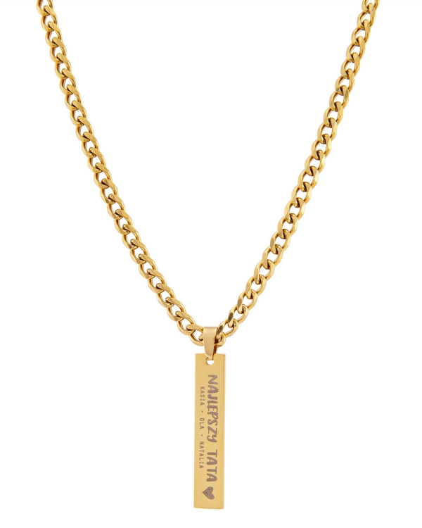 Złoty naszyjnik męski z grawerem najlepszy tata