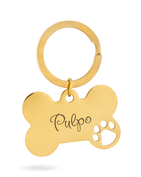 Adresówka dla pupila z dedykacją – złota kość z możliwością personalizacji