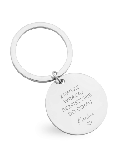 brelok srebrny z grawerem wracaj bezpiecznie dla kierowcy.jpg