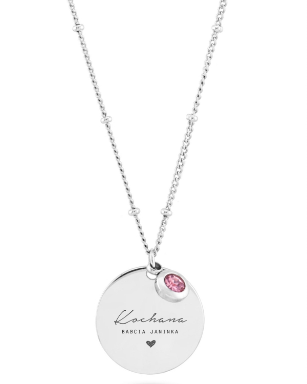 naszyjnik z grawerem na dzień babci srebrny łańcuszek z cyrkonią na szczeście.jpg