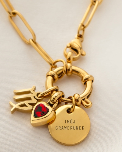 naszyjnik złoty pancerka z grawerem zodiakiem i serduszkiem.jpg