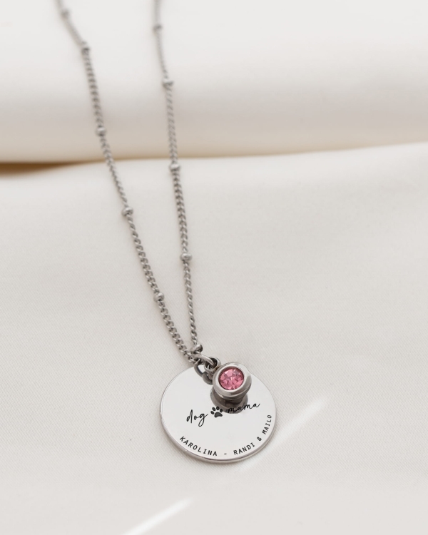 naszyjnik z grawerem dla psiej mamy srebrny z cyrkonią.jpg