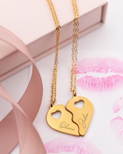 podwójny naszyjnik serce połowki serca prezent dla zakochanych lub przyjaciółki.jpg